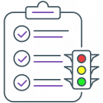 Marqueurs d'état rouge/jaune/vert